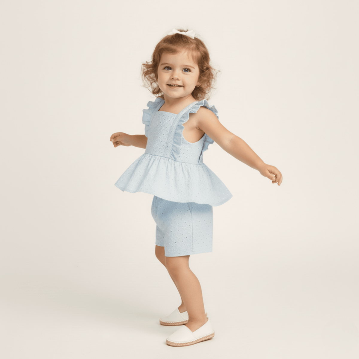 Makemake Organics Makemake Organics Eyelet Top And Shorts Set Organic Cotton For Baby Girls Breathable Comfort