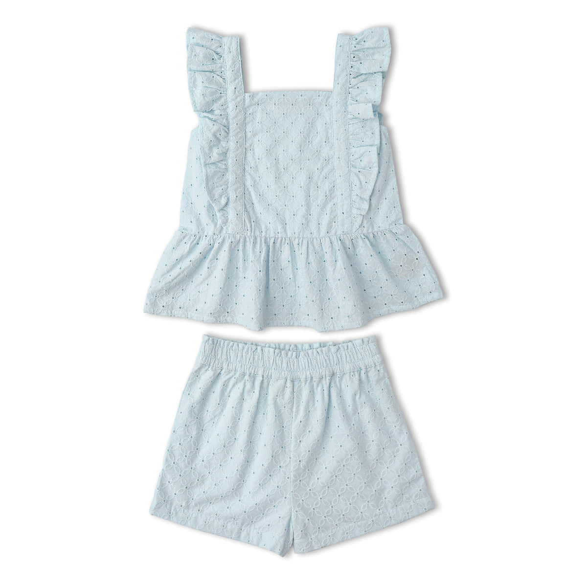 Makemake Organics Makemake Organics Eyelet Top And Shorts Set Organic Cotton For Baby Girls Breathable Comfort