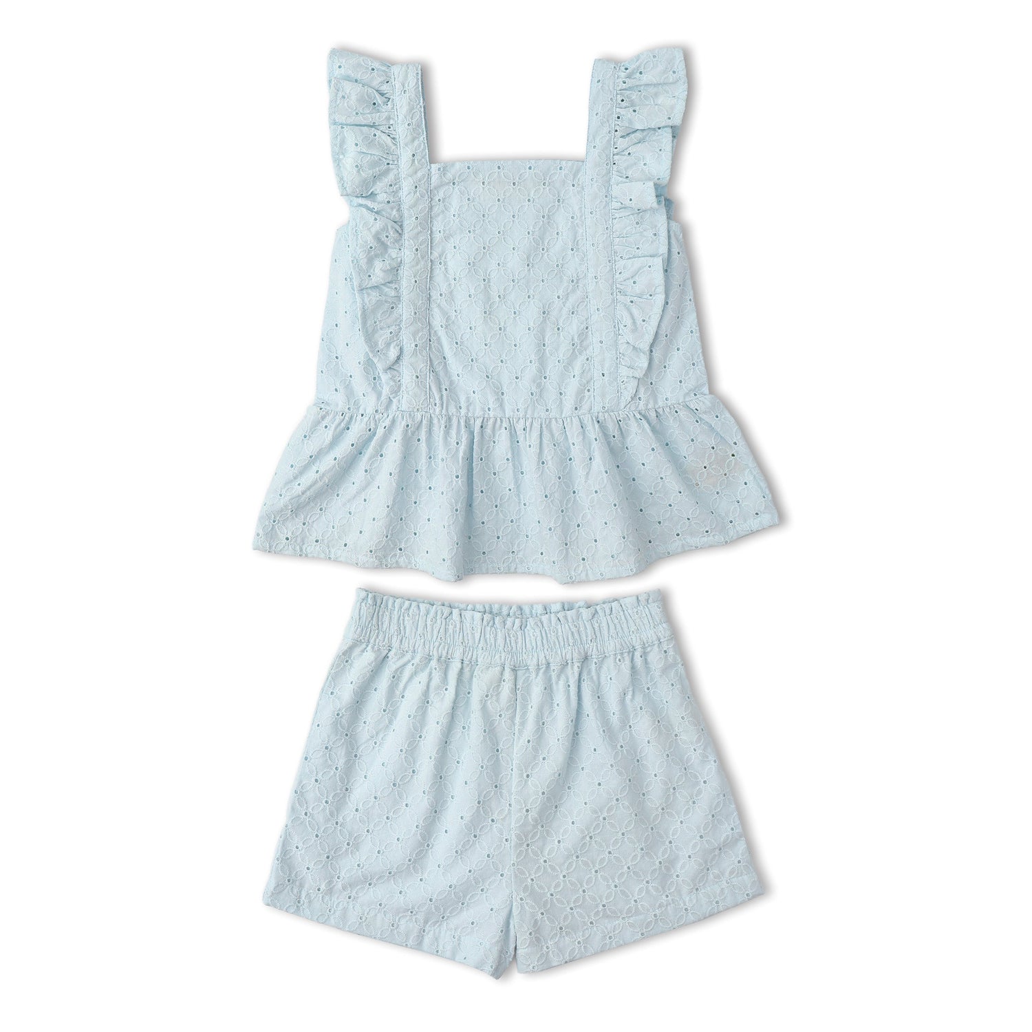 Makemake Organics Makemake Organics Eyelet Top And Shorts Set Organic Cotton For Baby Girls Breathable Comfort
