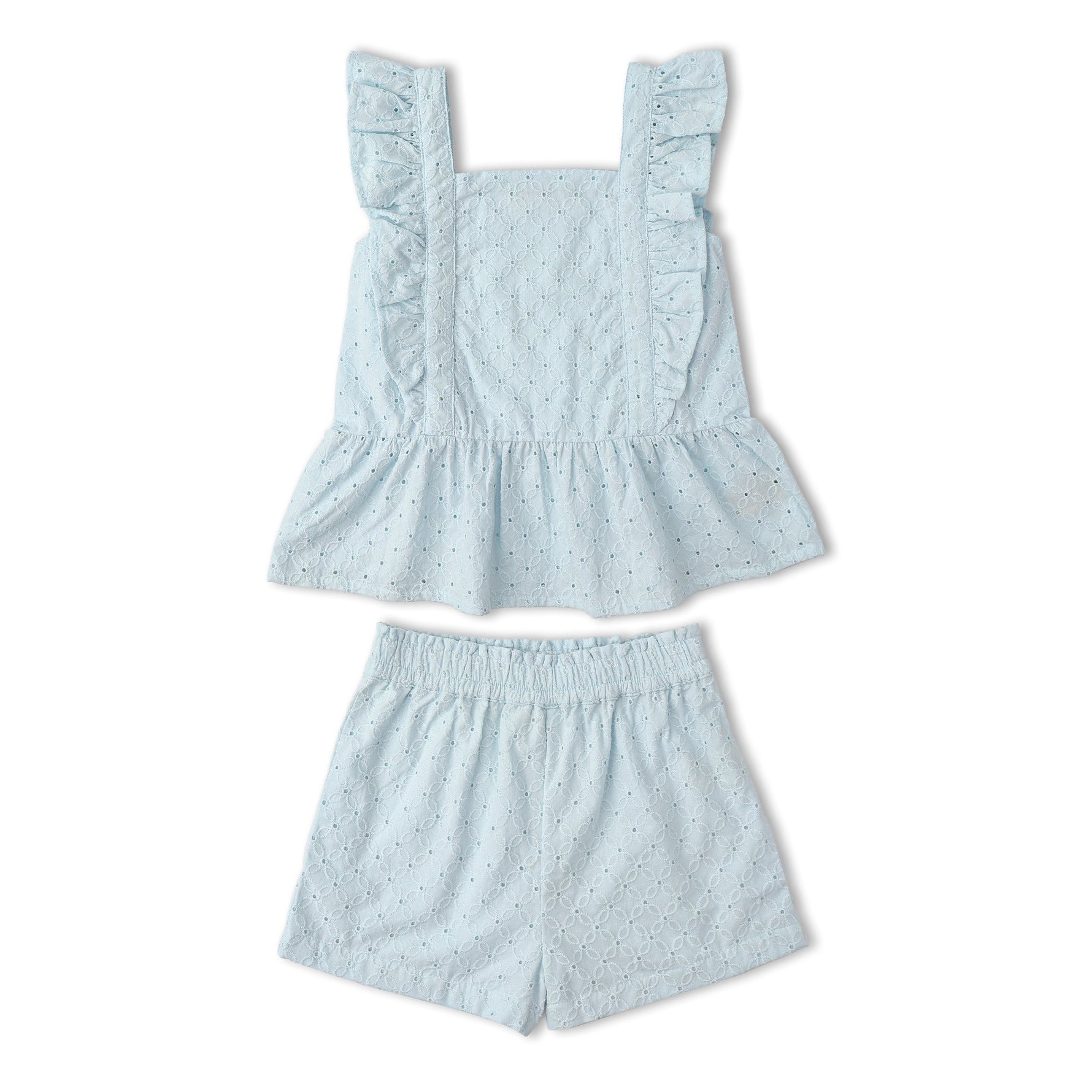 Makemake Organics Makemake Organics Eyelet Top And Shorts Set Organic Cotton For Baby Girls Breathable Comfort