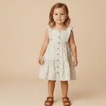 Makemake Organics Makemake Organics Flutter Button Front Tiered Dress Toddler