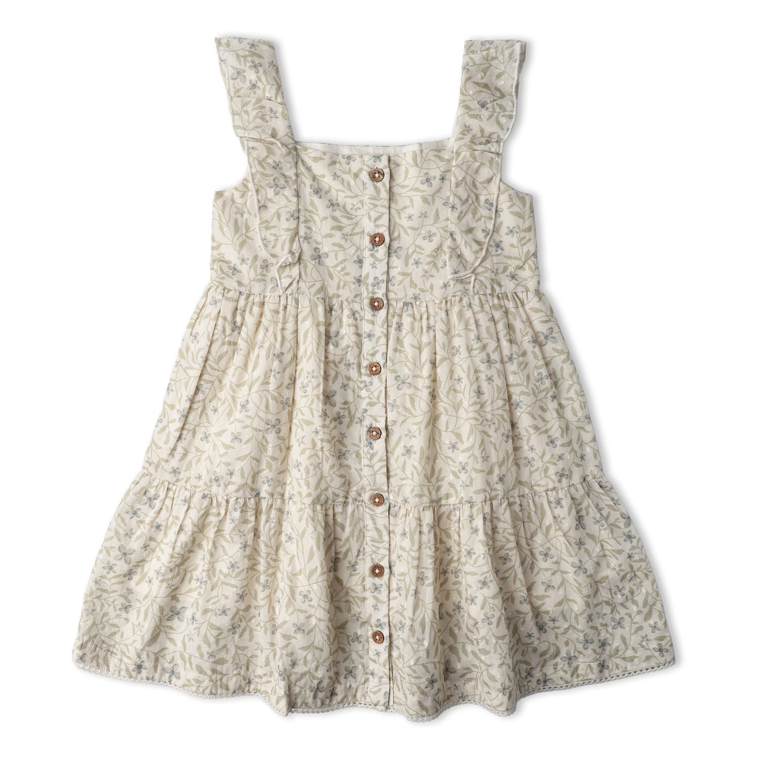 Makemake Organics Makemake Organics Flutter Button Front Tiered Dress Toddler