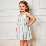 Makemake Organics Makemake Organics Flutter Buttoned Tiered Dress For Baby Girls Soft Flutter Sleeves Front Button