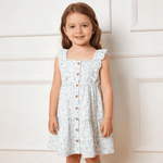 Makemake Organics Makemake Organics Flutter Buttoned Tiered Dress For Baby Girls Soft Flutter Sleeves Front Button