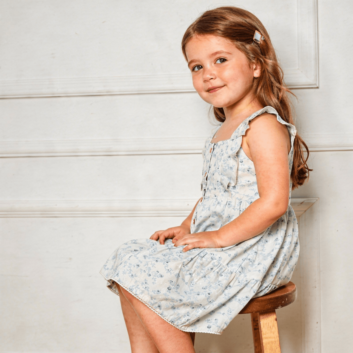 Organic Flutter Buttoned Tiered Dress - Ivy Floral - Dress, Day Dress, One-piece garment, Textile, Fashion | Everetts Place