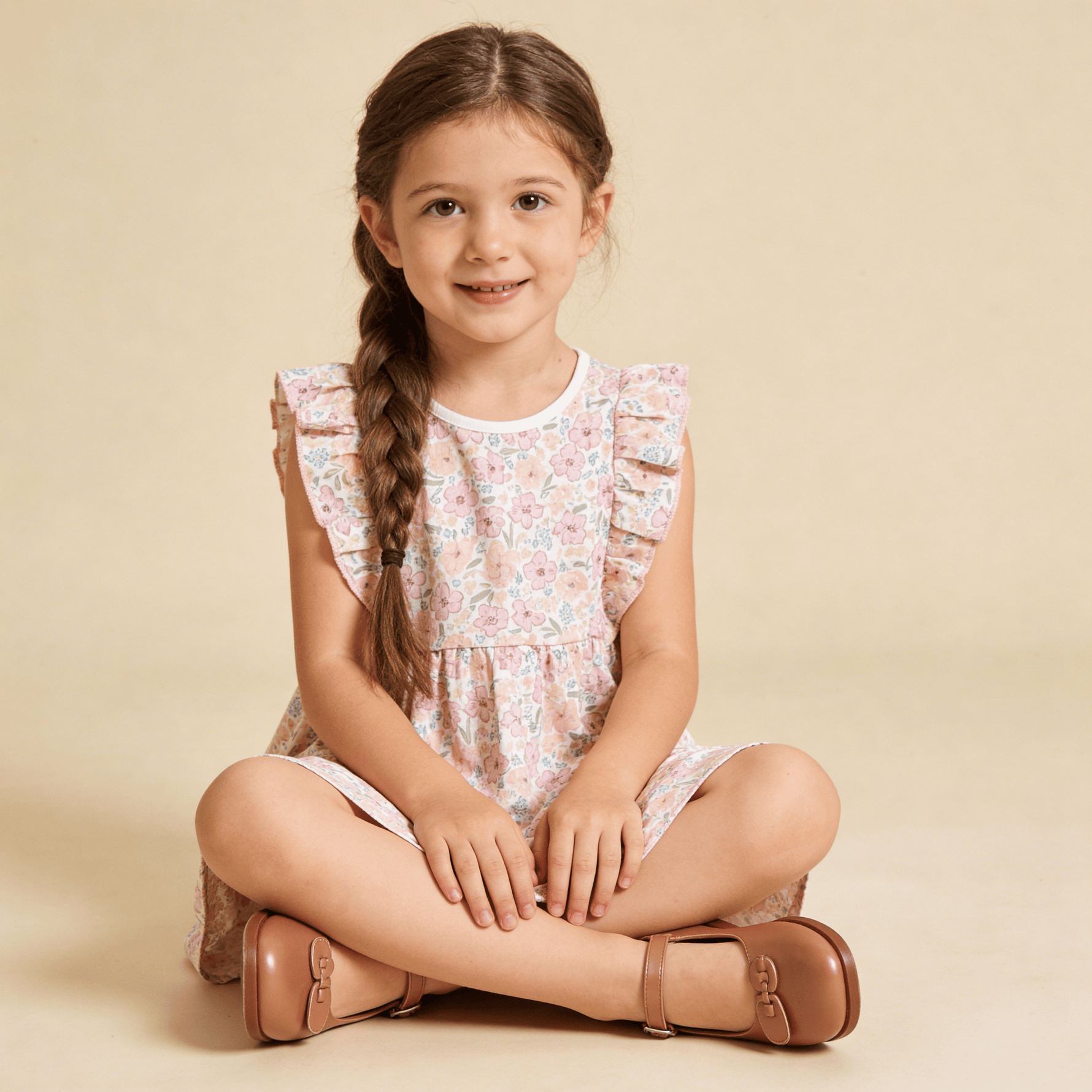 Makemake Organics Makemake Organics Flutter Dress for Baby Girls Made With Soft Organic Fabric and Flutter Sleeves