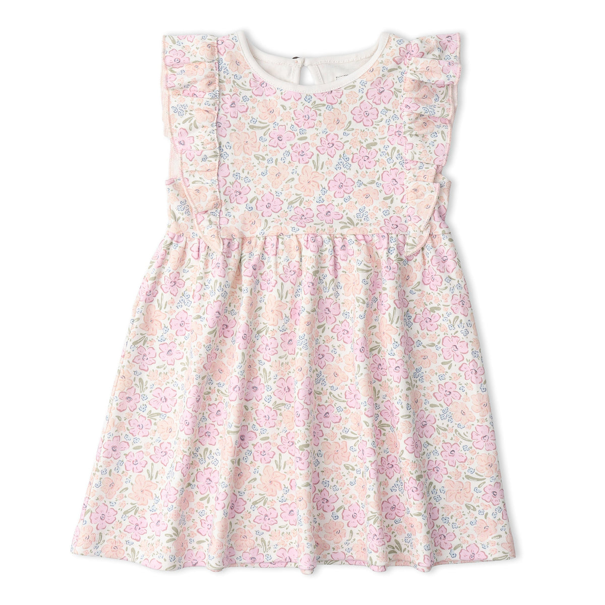 Makemake Organics Makemake Organics Flutter Dress for Baby Girls Made With Soft Organic Fabric and Flutter Sleeves