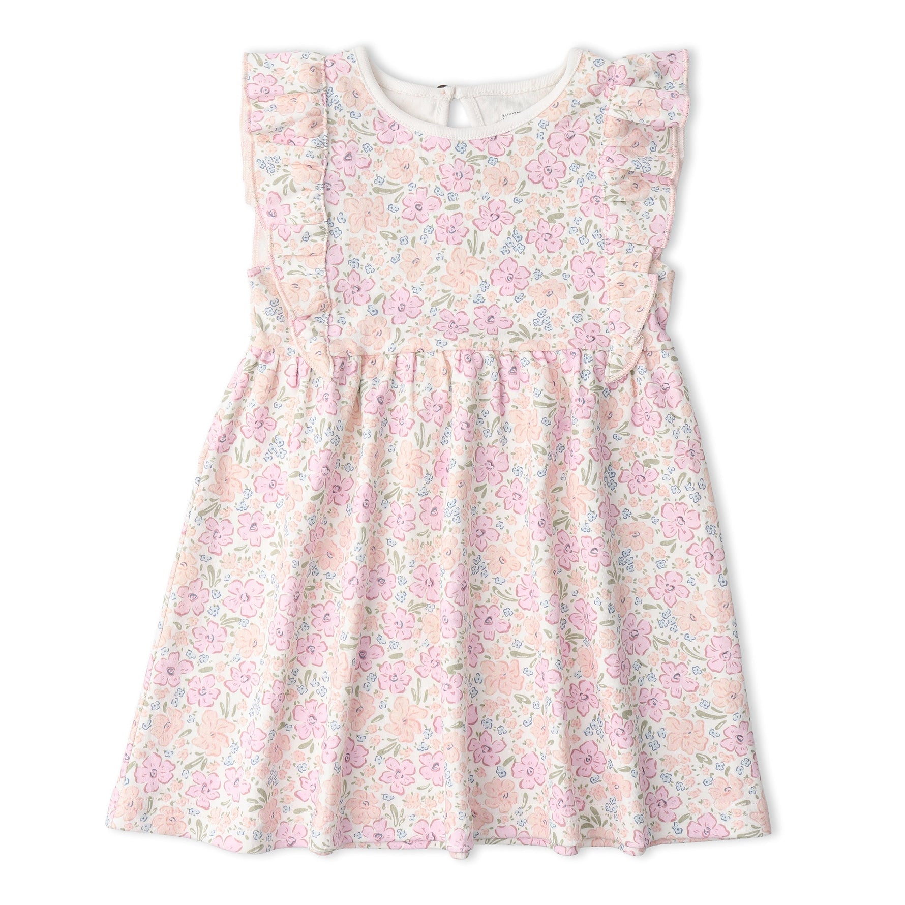 Makemake Organics Makemake Organics Flutter Dress for Baby Girls Made With Soft Organic Fabric and Flutter Sleeves