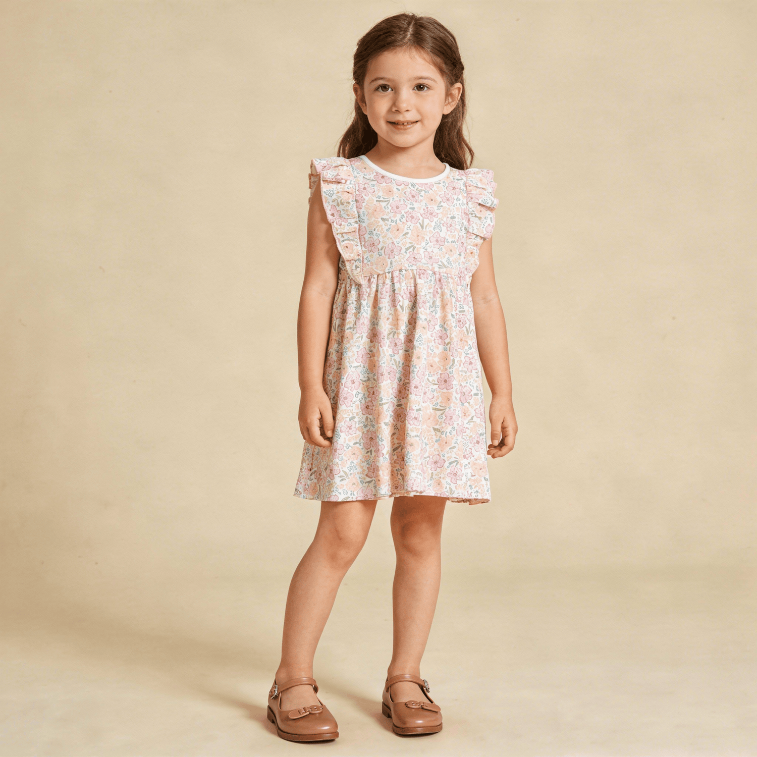 Organic Flutter Dress - Peony - Day Dress, Textile, One-piece garment, Pink, Baby & Toddler Clothing | Everetts Place