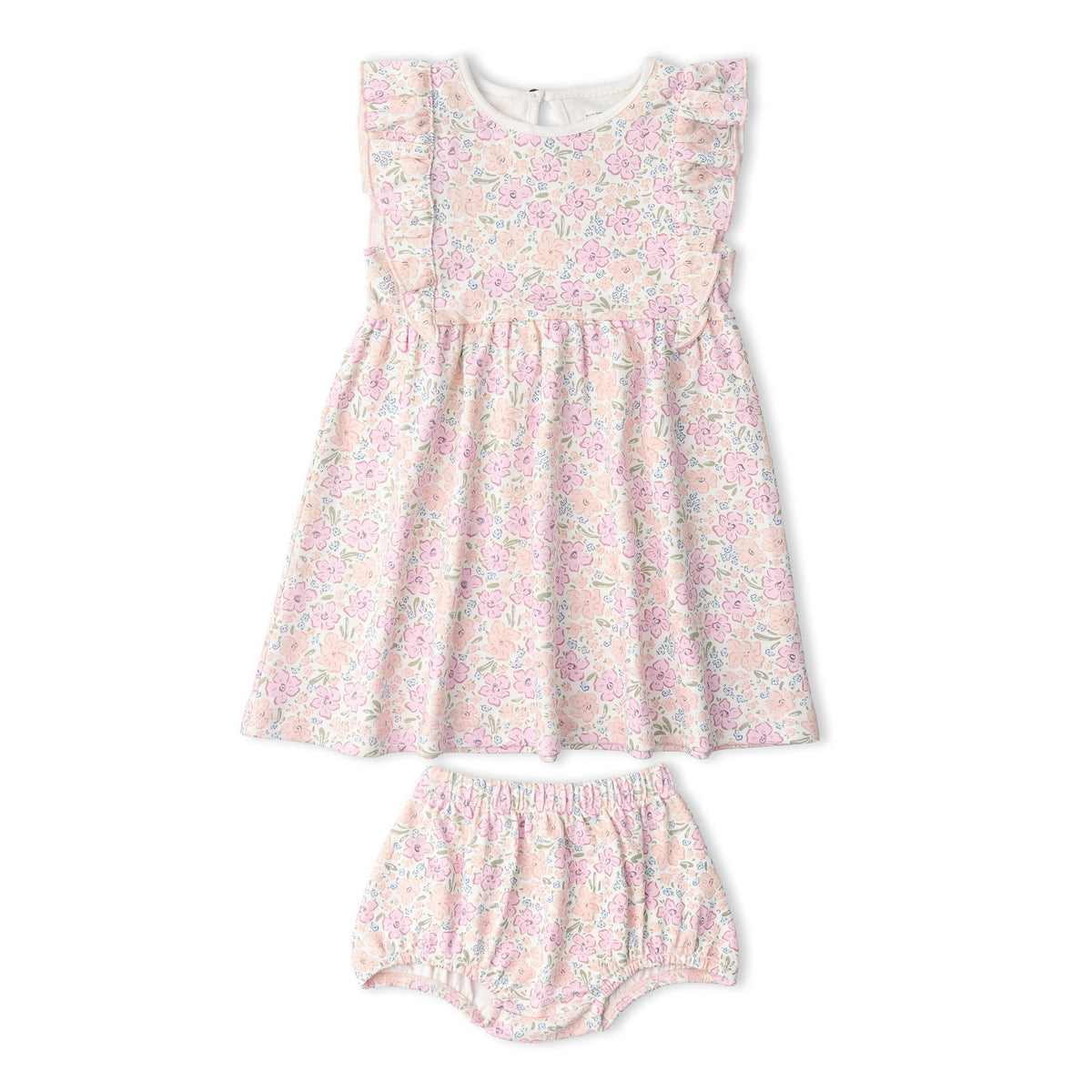Makemake Organics Makemake Organics Flutter Dress for Baby Girls Made With Soft Organic Fabric and Flutter Sleeves