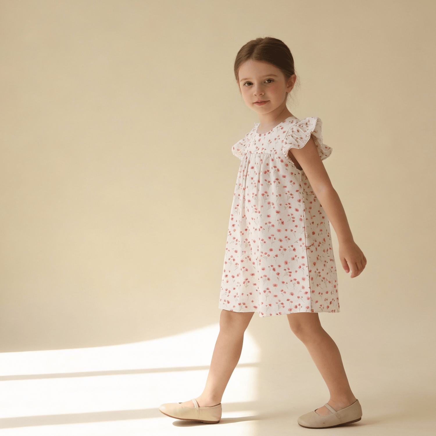 Organic Short Sleeve Flutter Dress - Pink  Bloom - Dress, One-piece garment, Day Dress, Textile, Fashion | Everetts Place