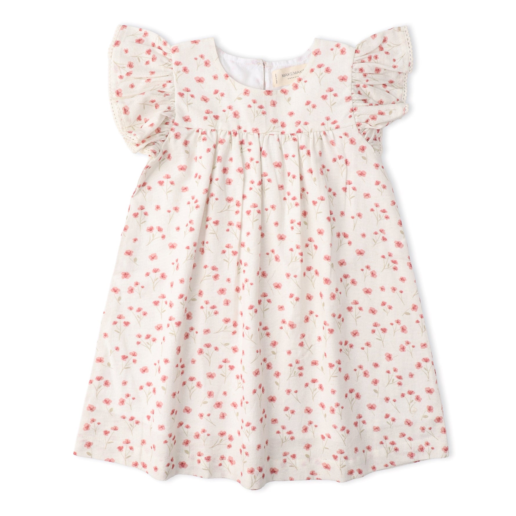 Makemake Organics Makemake Organics Flutter Dress Pink Bloom Linen Baby