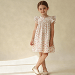 Makemake Organics Makemake Organics Flutter Dress Pink Bloom Linen Baby