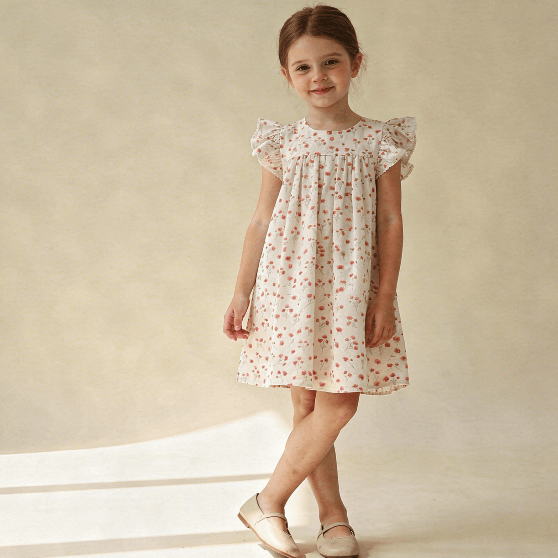 Makemake Organics Makemake Organics Flutter Dress Pink Bloom Linen Baby