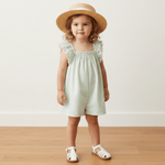 Organic Flutter Jumpsuit - Basil Stripes - Dress, Day Dress, One-piece garment, Blond, Baby & Toddler Clothing | Everetts Place