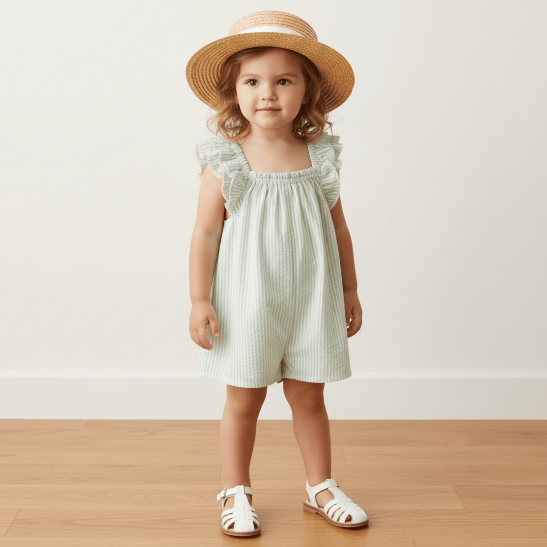 Organic Flutter Jumpsuit - Basil Stripes - Dress, Day Dress, One-piece garment, Blond, Baby & Toddler Clothing | Everetts Place