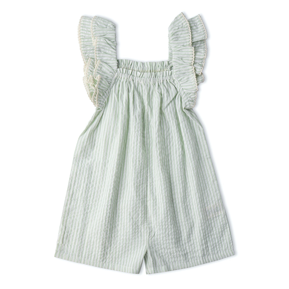 Makemake Organics Makemake Organics Flutter Jumpsuit Basil Stripes Soft Cotton One Piece For Playful Kids