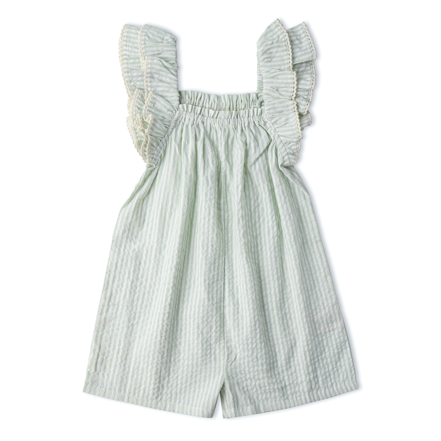 Makemake Organics Makemake Organics Flutter Jumpsuit Basil Stripes Soft Cotton One Piece For Playful Kids