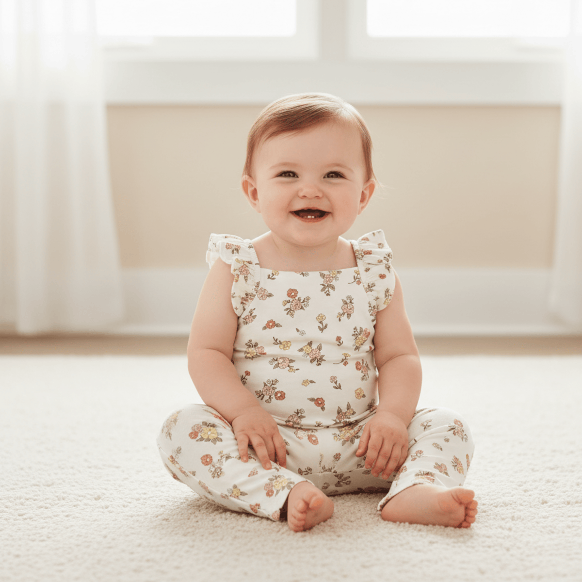Organic Flutter Romper - Meadow - Baby & Toddler Clothing, Pink, Brown, One-piece garment, Dress | Everetts Place