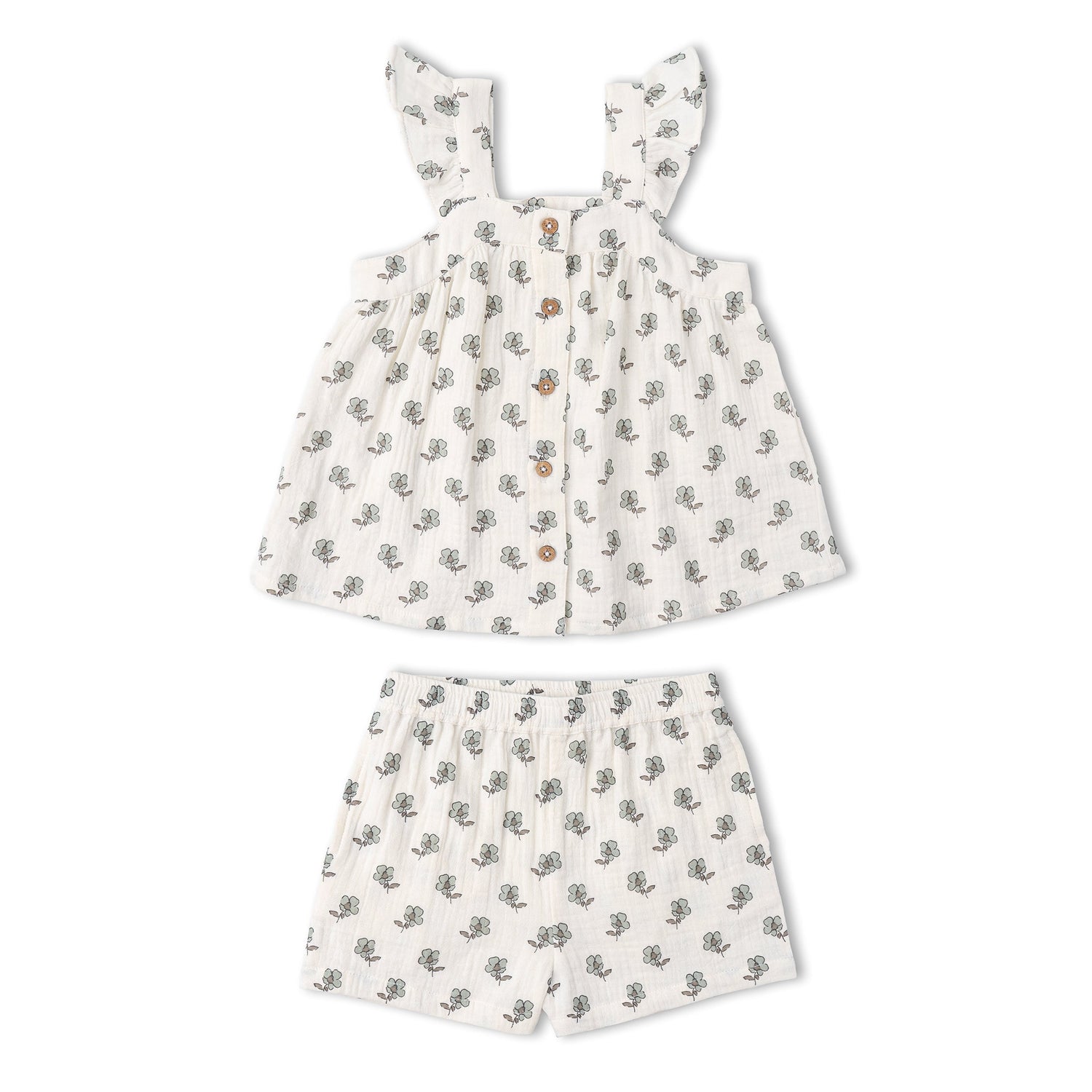 Makemake Organics Makemake Organics Flutter Top And Shorts Set Organic Cotton Muslin For Kids Two Piece Summer Outfit
