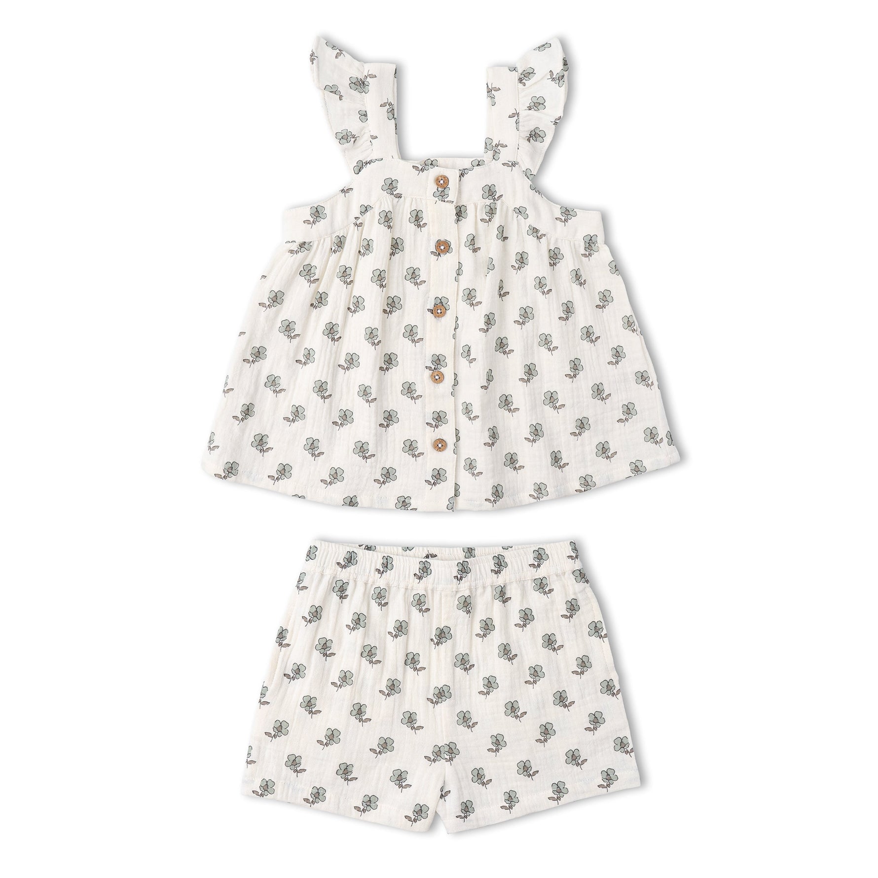 Makemake Organics Makemake Organics Flutter Top And Shorts Set Organic Cotton Muslin For Kids Two Piece Summer Outfit