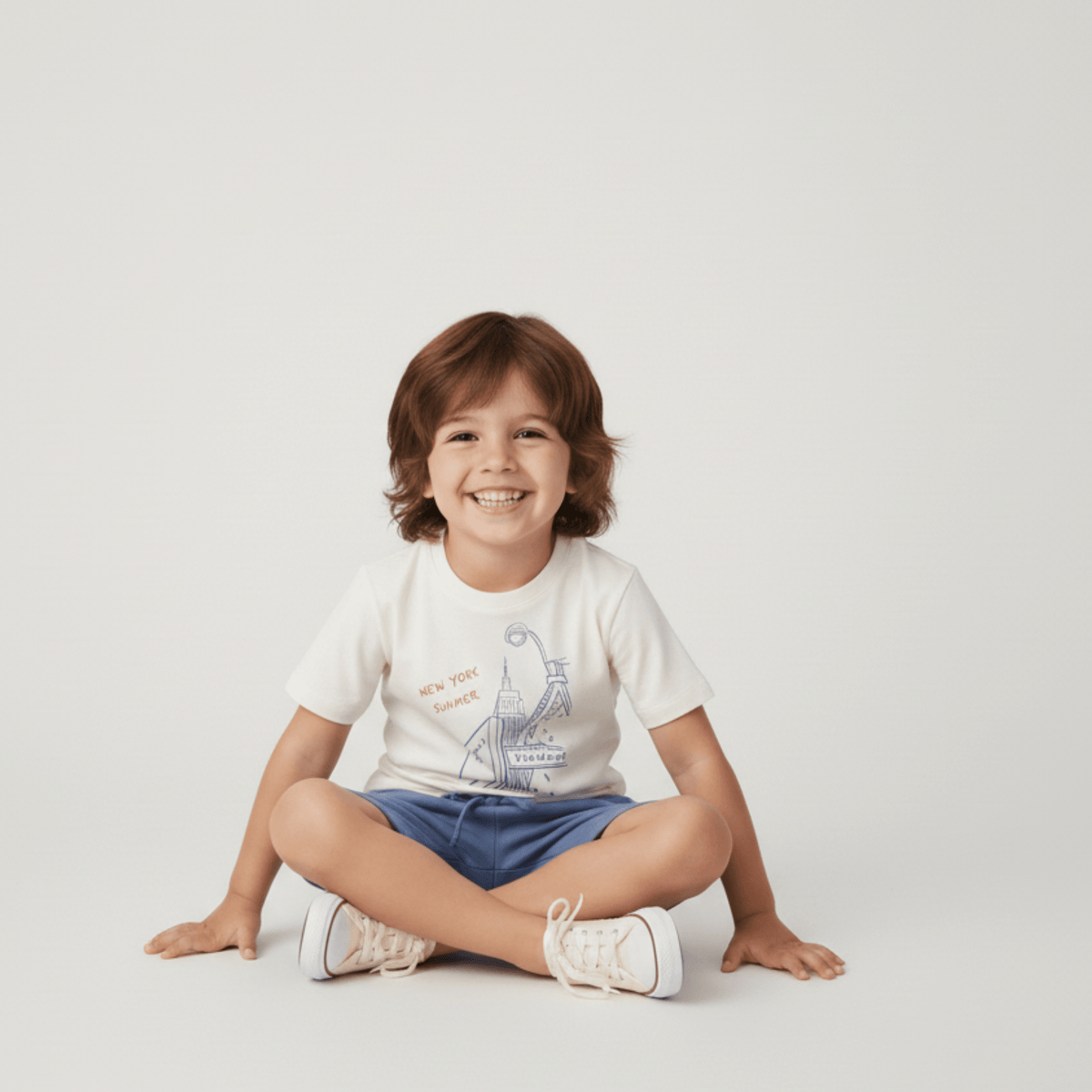 Makemake Organics Makemake Organics Graphic Tee And Shorts Set With New York Print For Toddlers Unisex Soft Interlock Fabric