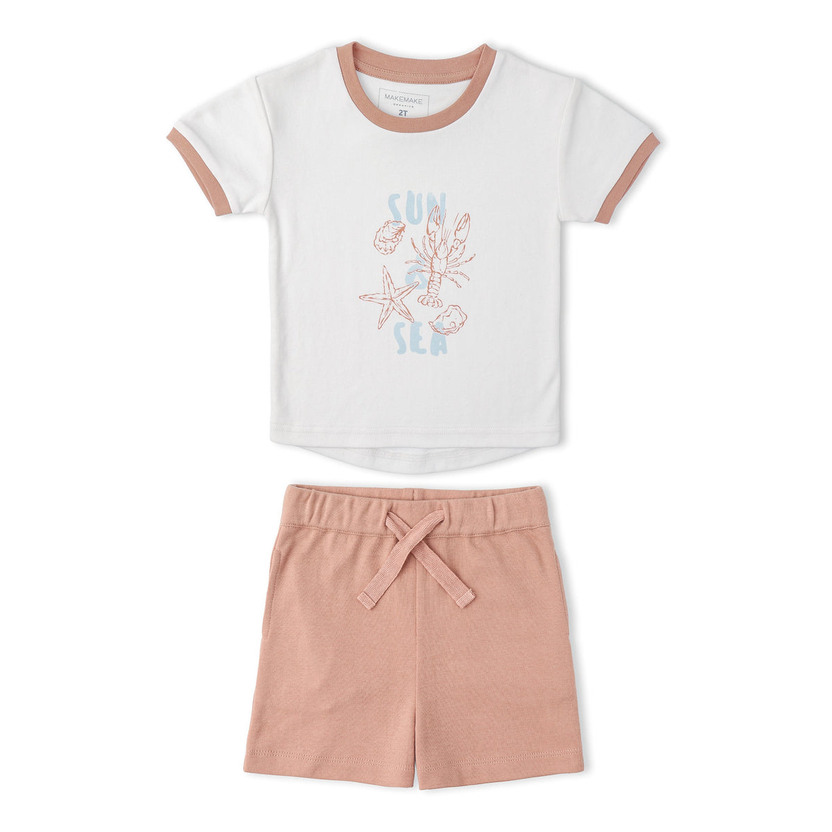 Makemake Organics Makemake Organics Graphic Tee And Shorts Set With Soft Interlock Beach Day Edition