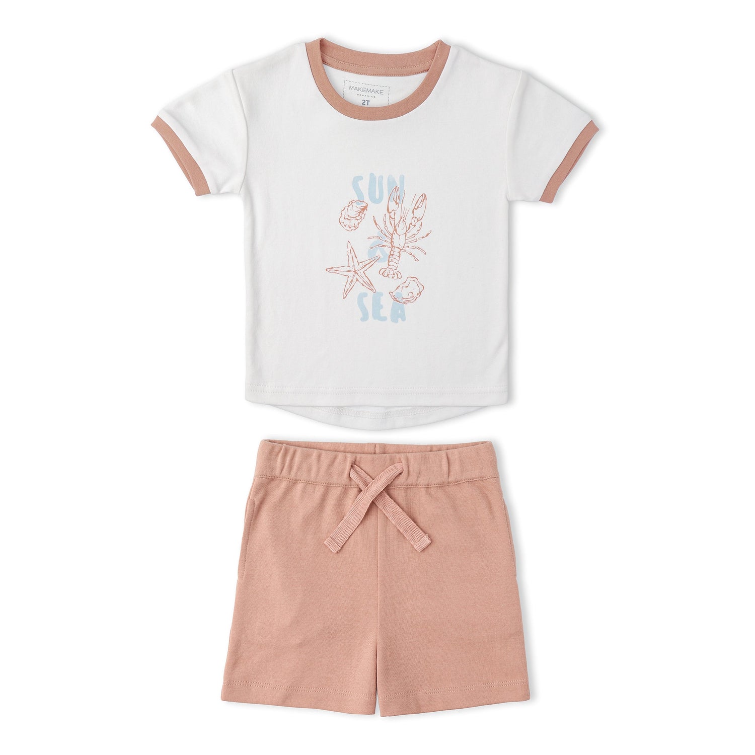 Makemake Organics Makemake Organics Graphic Tee And Shorts Set With Soft Interlock Beach Day Edition