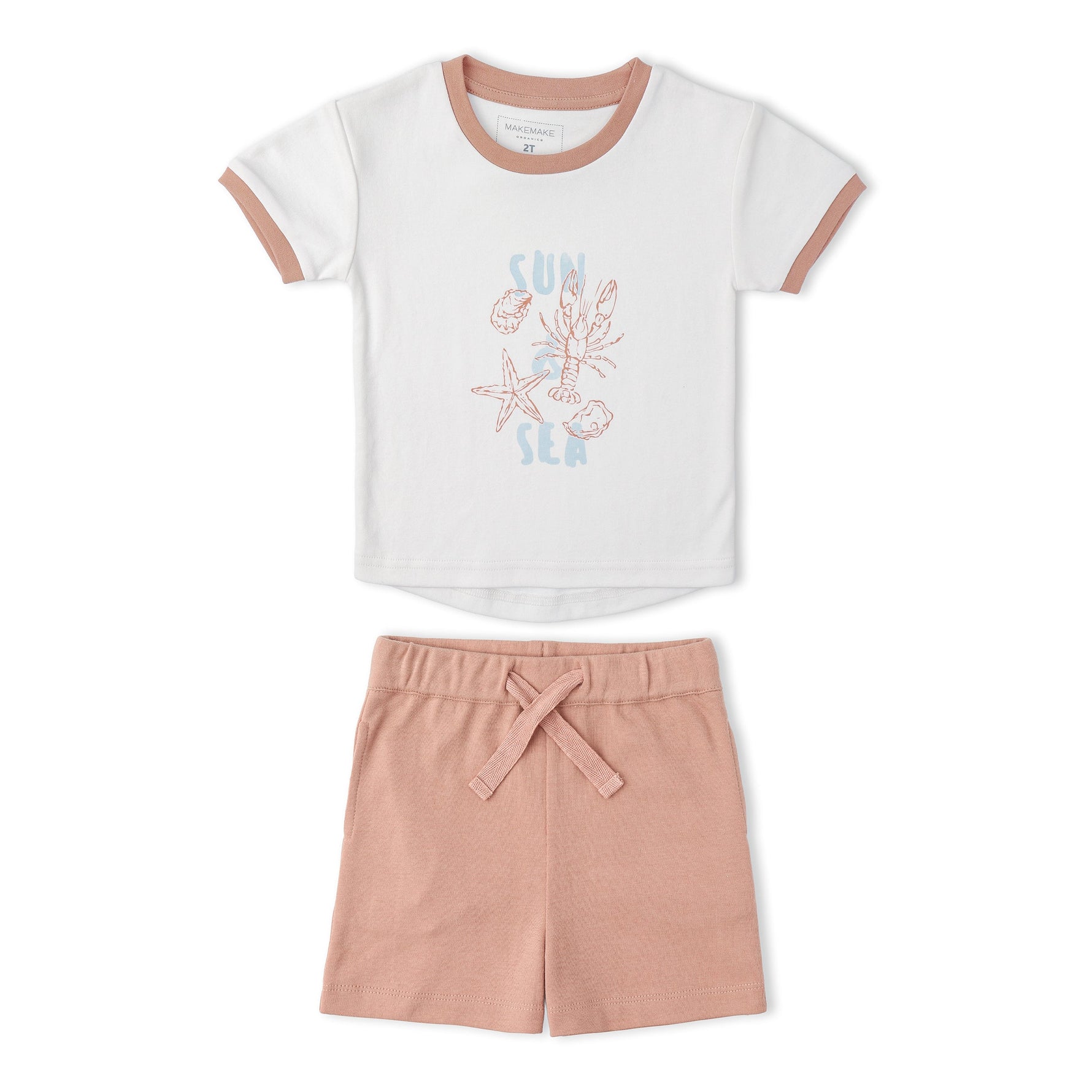 Makemake Organics Makemake Organics Graphic Tee And Shorts Set With Soft Interlock Beach Day Edition