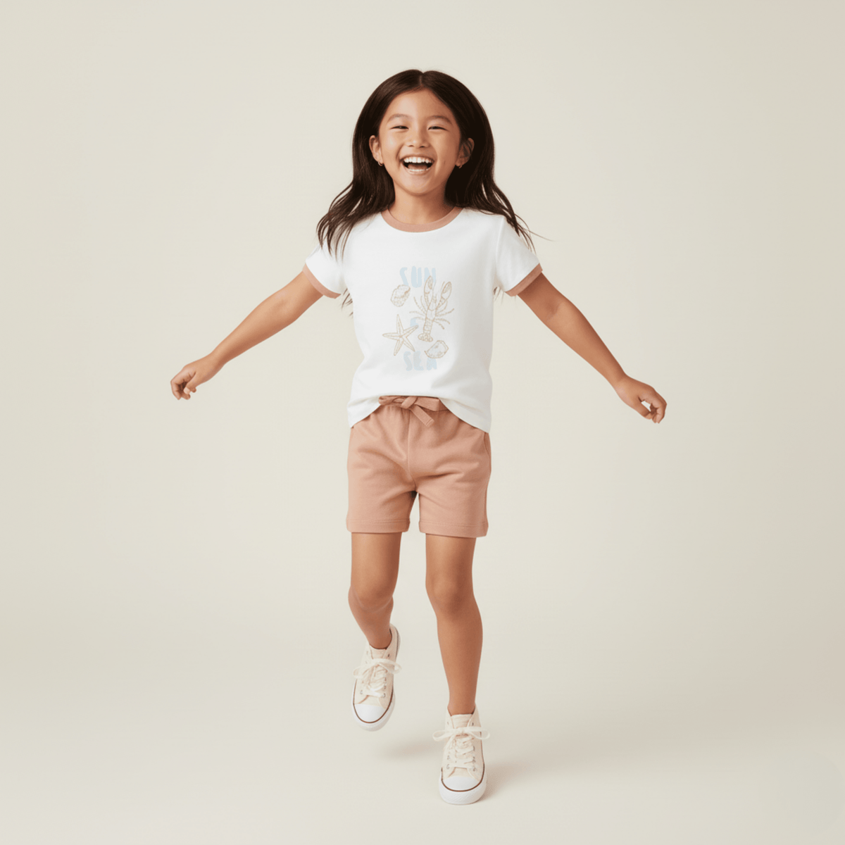 Makemake Organics Makemake Organics Graphic Tee And Shorts Set With Soft Interlock Beach Day Edition