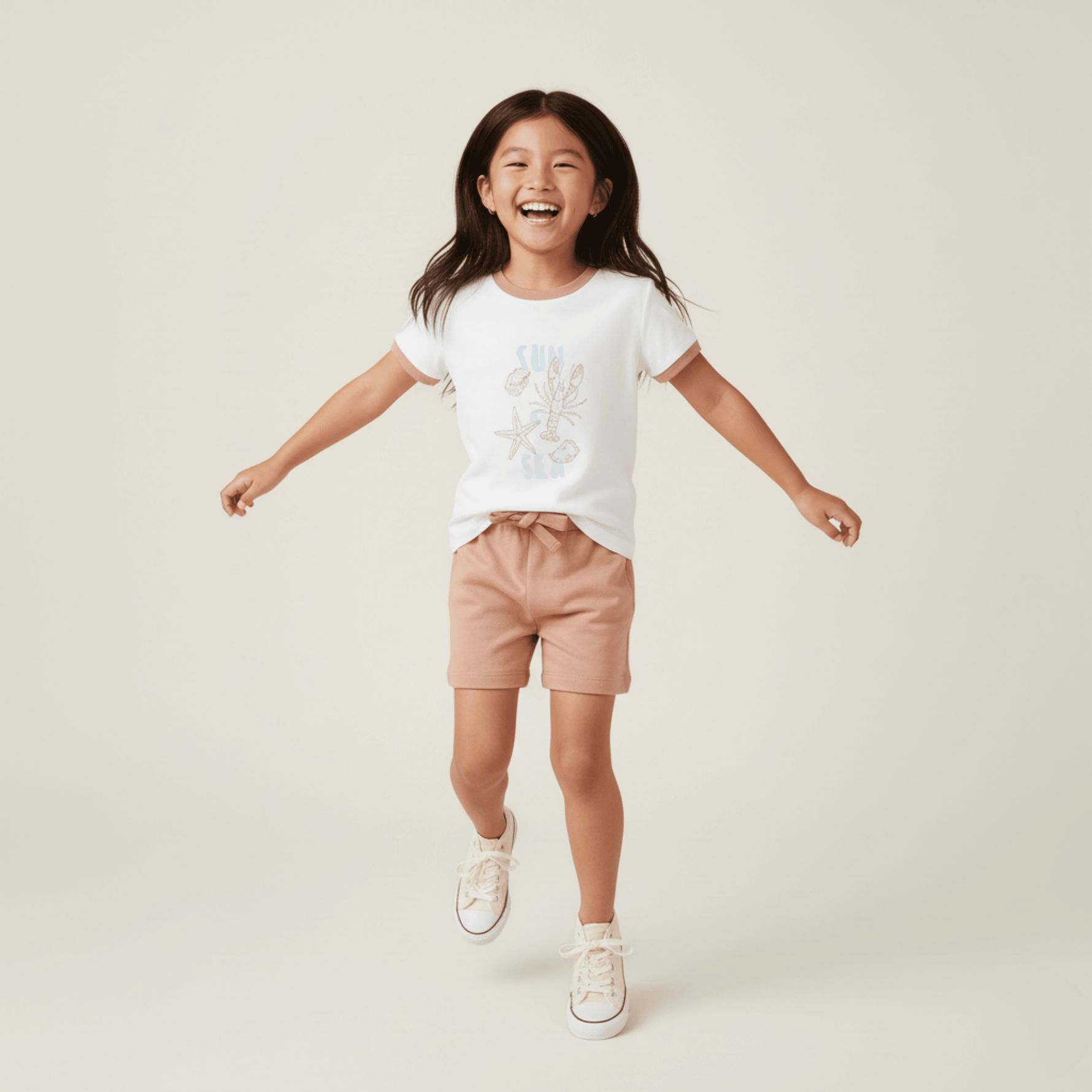 Makemake Organics Makemake Organics Graphic Tee And Shorts Set With Soft Interlock Beach Day Edition