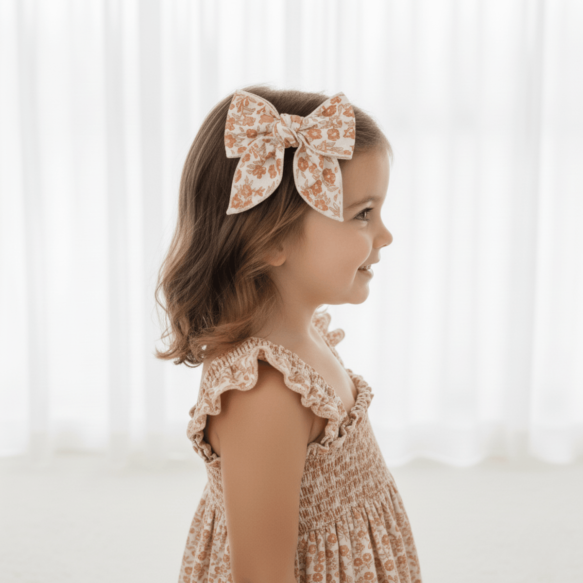 Organic Hair Bow Clip - Sienna - Pink, Dress, Baby & Toddler Clothing, Child, Brown hair | Everetts Place