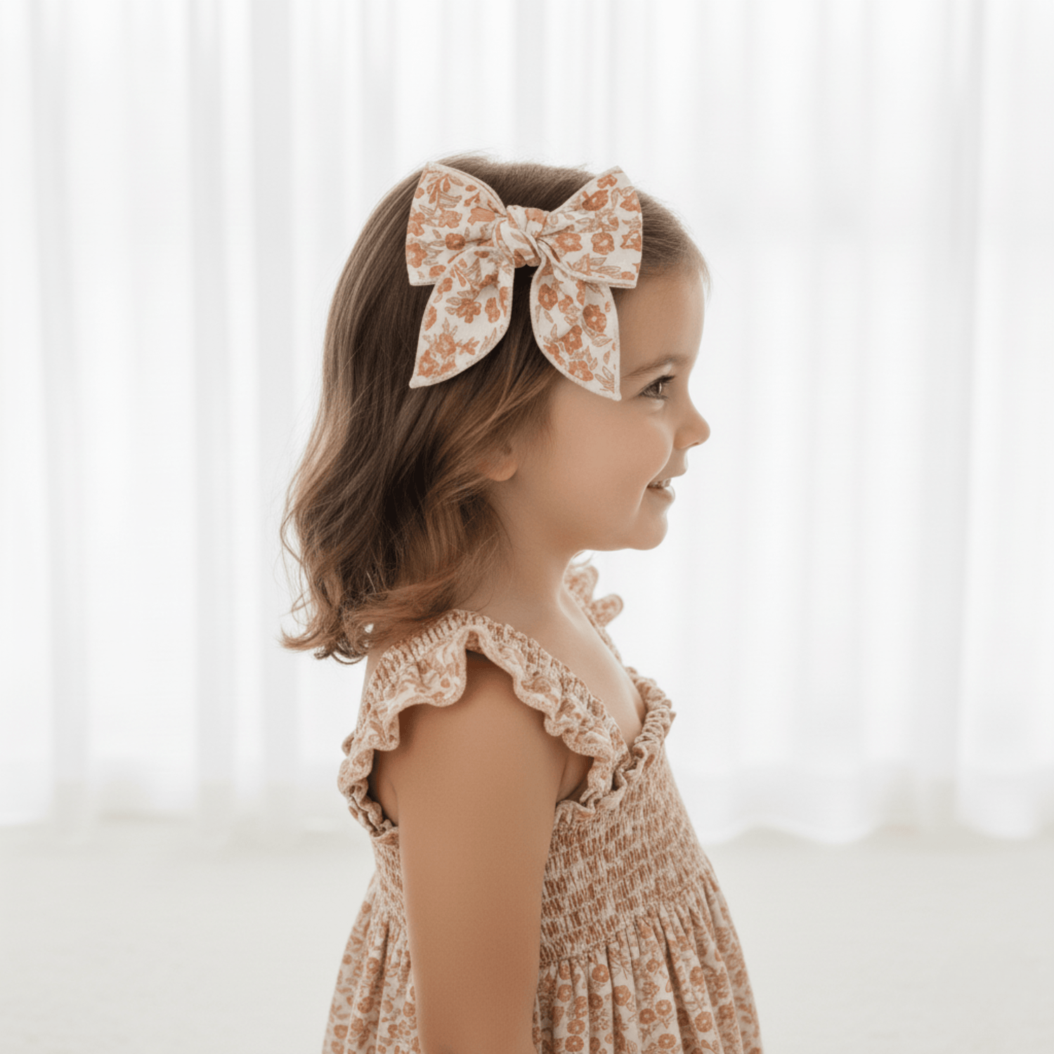 Organic Hair Bow Clip - Sienna - Pink, Dress, Baby & Toddler Clothing, Child, Brown hair | Everetts Place