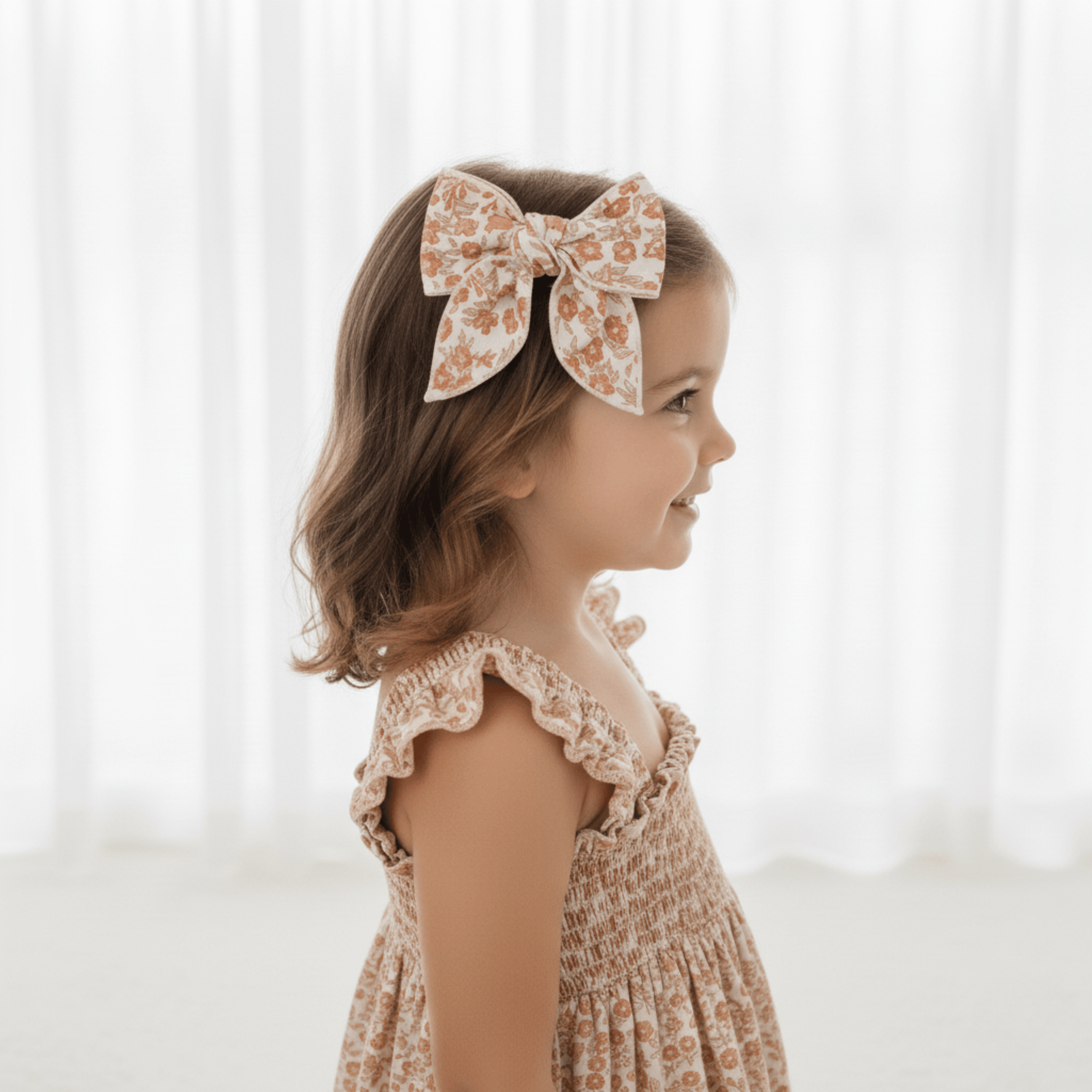 Organic Hair Bow Clip - Sienna - Pink, Dress, Baby & Toddler Clothing, Child, Brown hair | Everetts Place