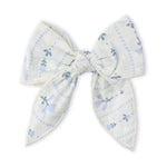 Makemake Organics Makemake Organics Hair Clip Organic Cotton Dobby Blue Vine Print For Playdates And Photos