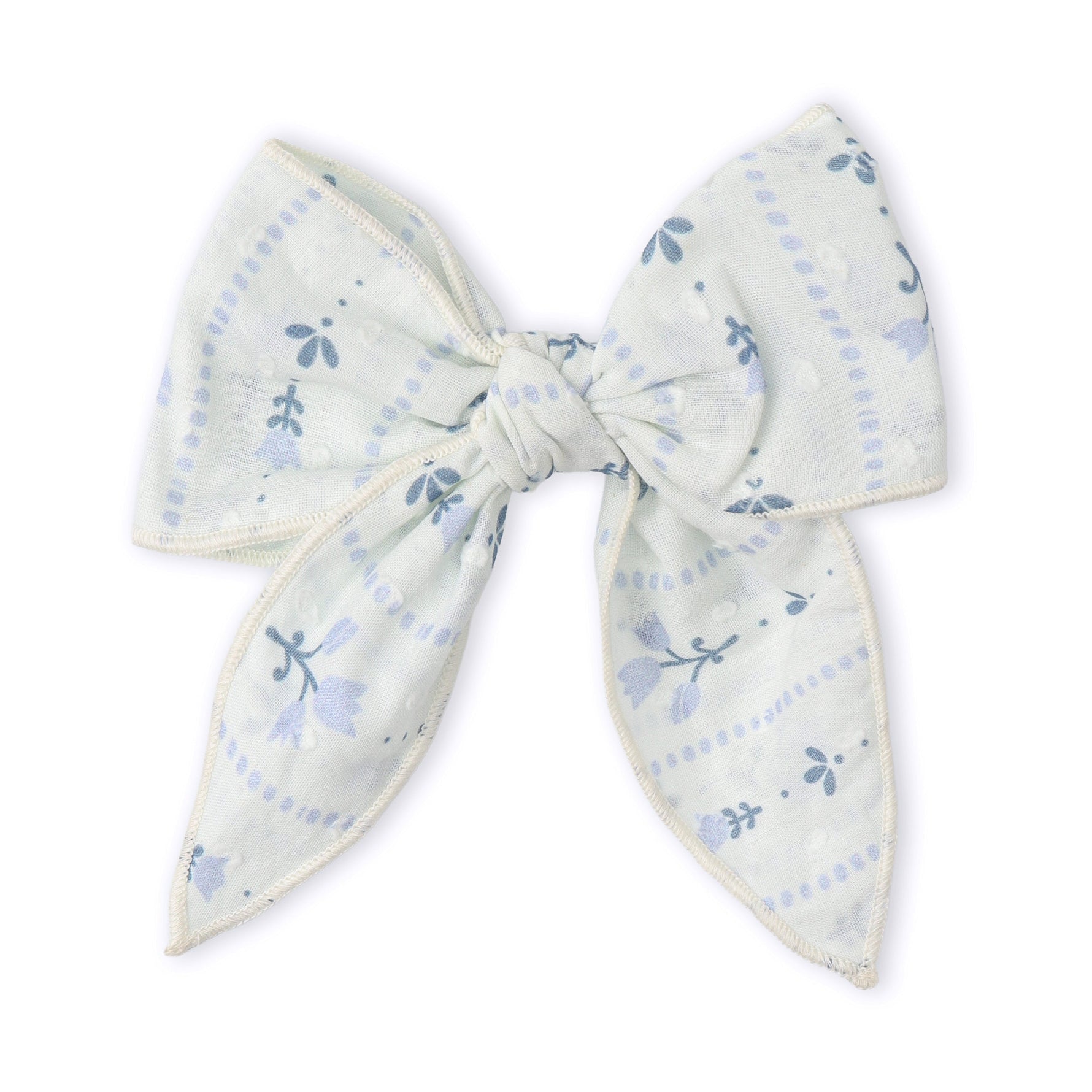 Makemake Organics Makemake Organics Hair Clip Organic Cotton Dobby Blue Vine Print For Playdates And Photos