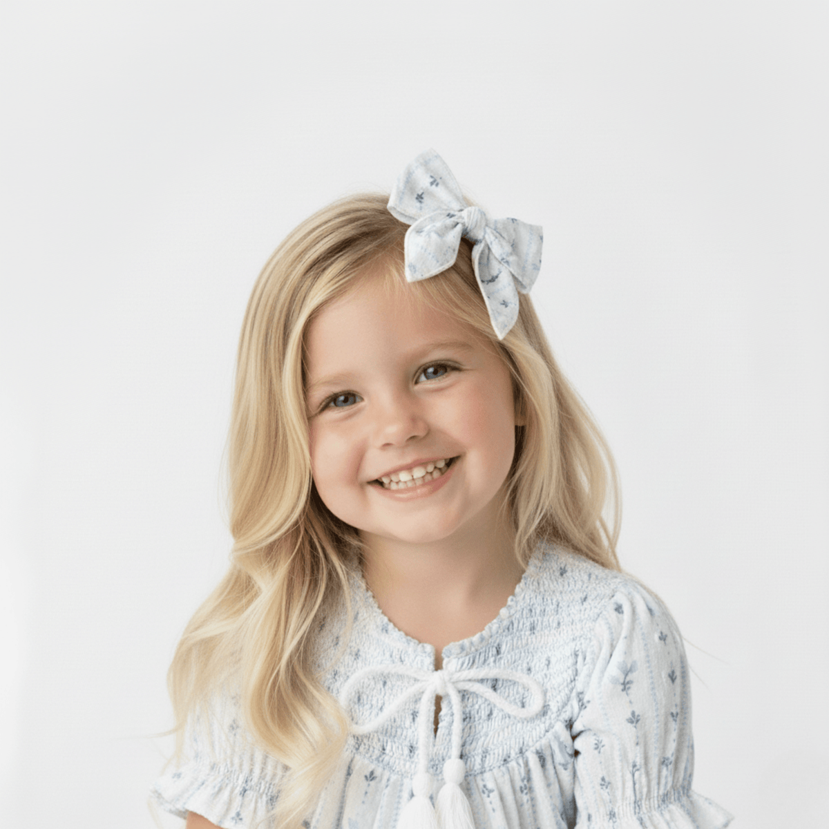 Organic Hair Bow Clip - Blue Vines - White, Blond, Child, Pink, Dress | Everetts Place
