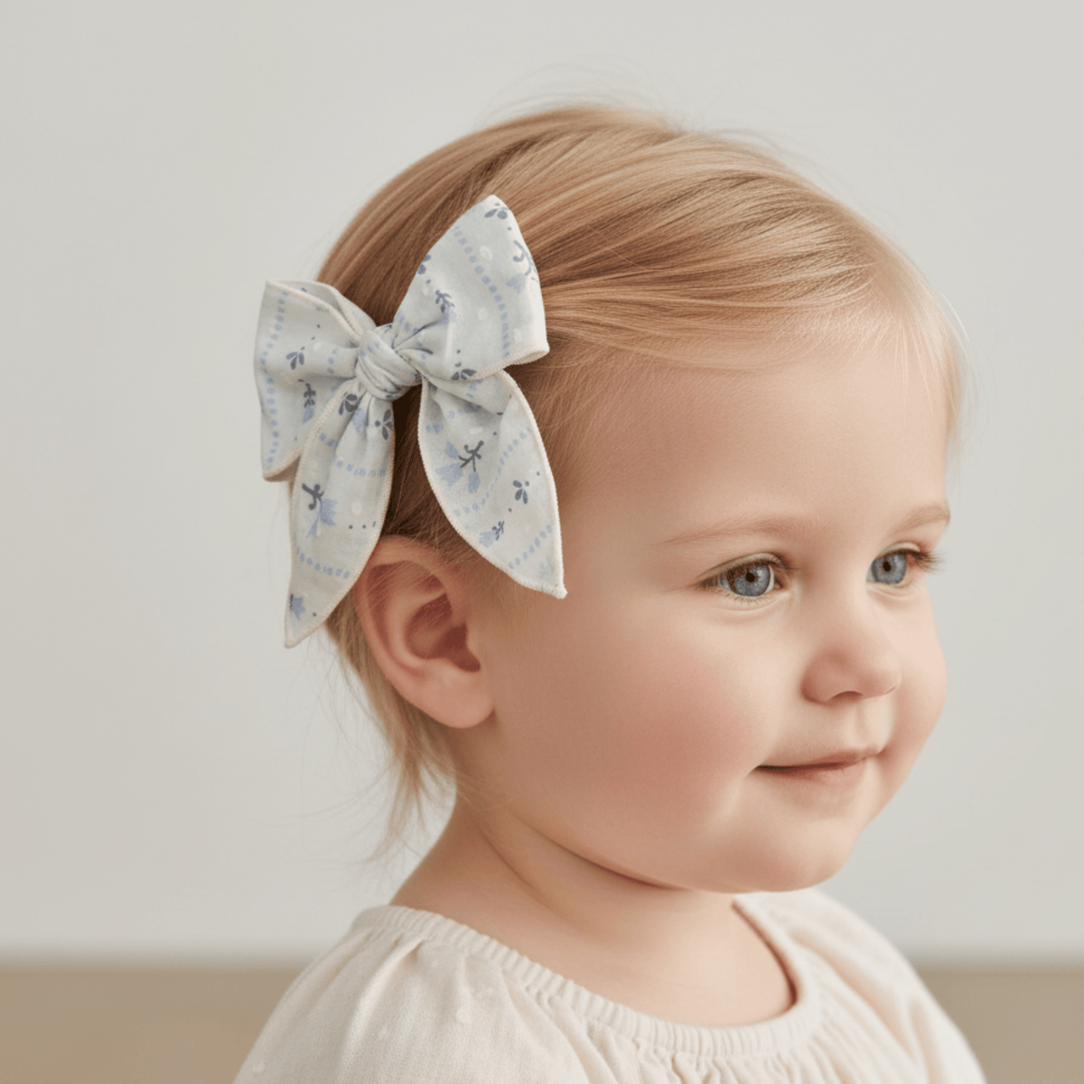 Makemake Organics Makemake Organics Hair Clip Organic Cotton Dobby Blue Vine Print For Playdates And Photos