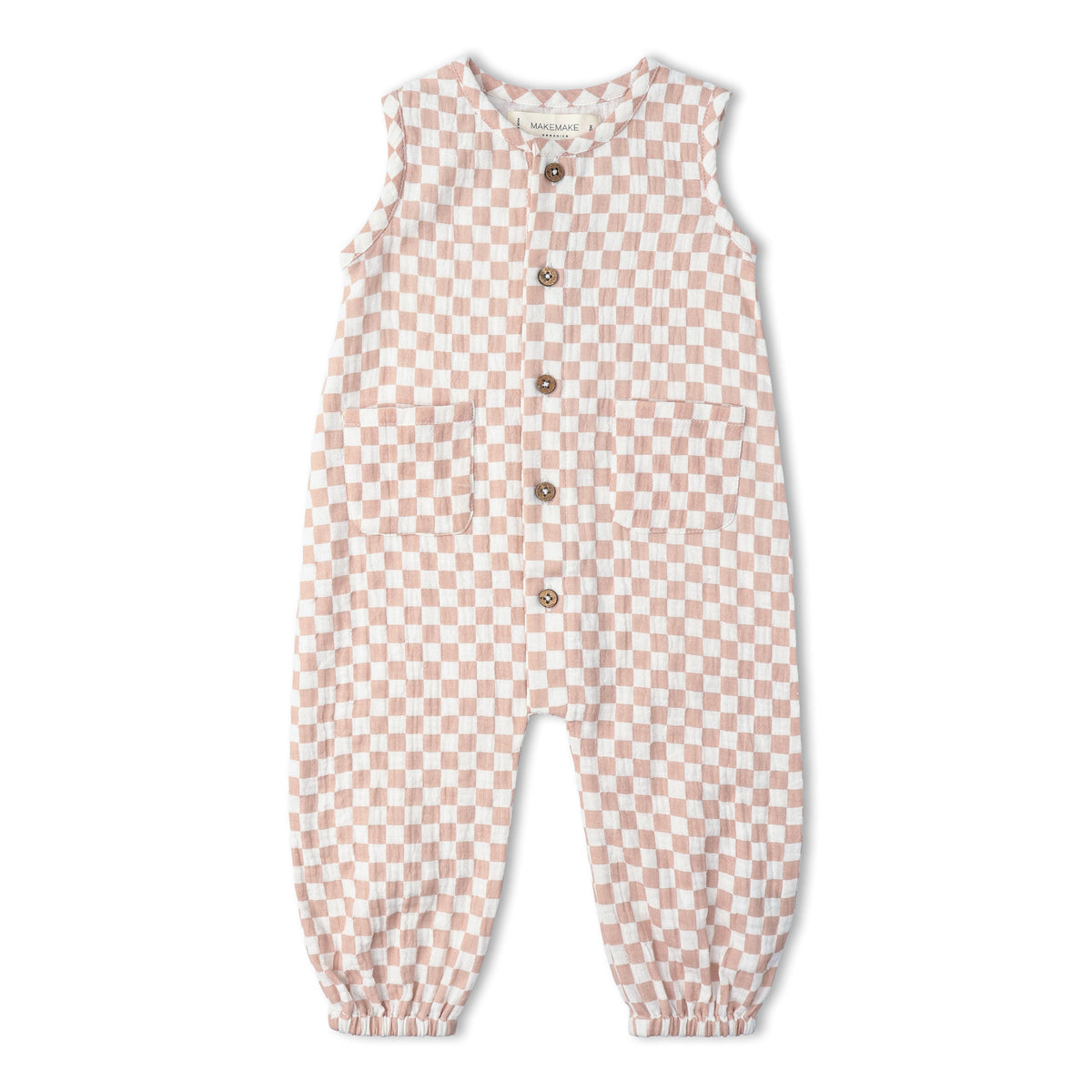 Makemake Organics Makemake Organics Jumpsuit With Wooden Buttons For Babies And Toddlers Organic Cotton Muslin