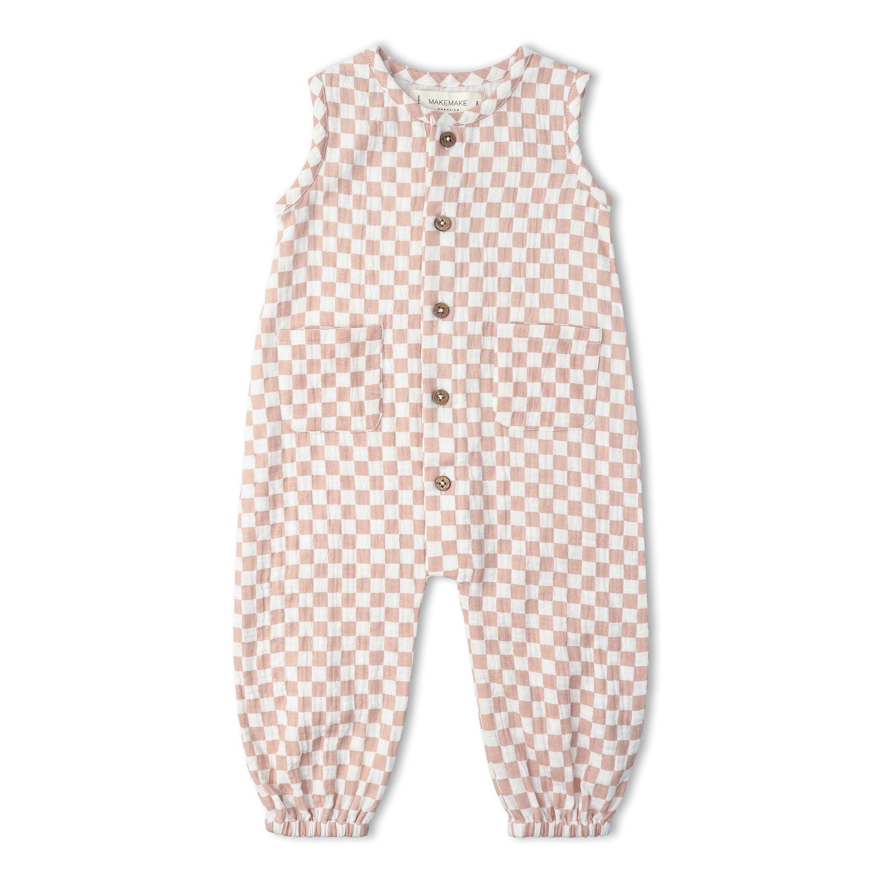 Makemake Organics Makemake Organics Jumpsuit With Wooden Buttons For Babies And Toddlers Organic Cotton Muslin