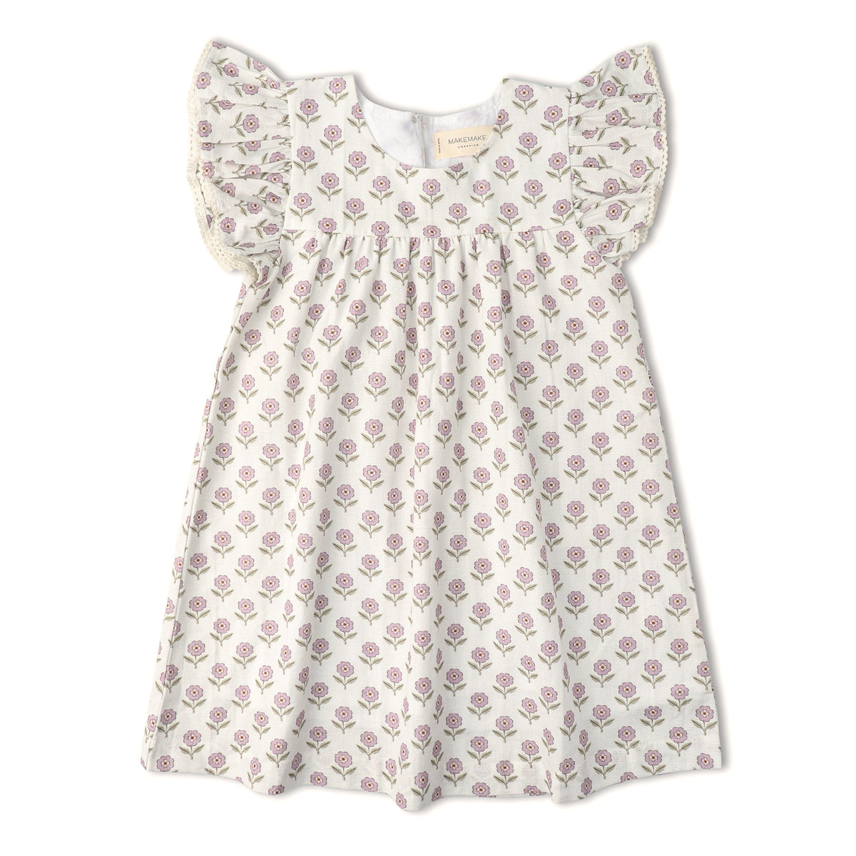 Makemake Organics Makemake Organics Lavender Flutter Dress In Linen For Babies And Toddlers Breathable Summer Outfit