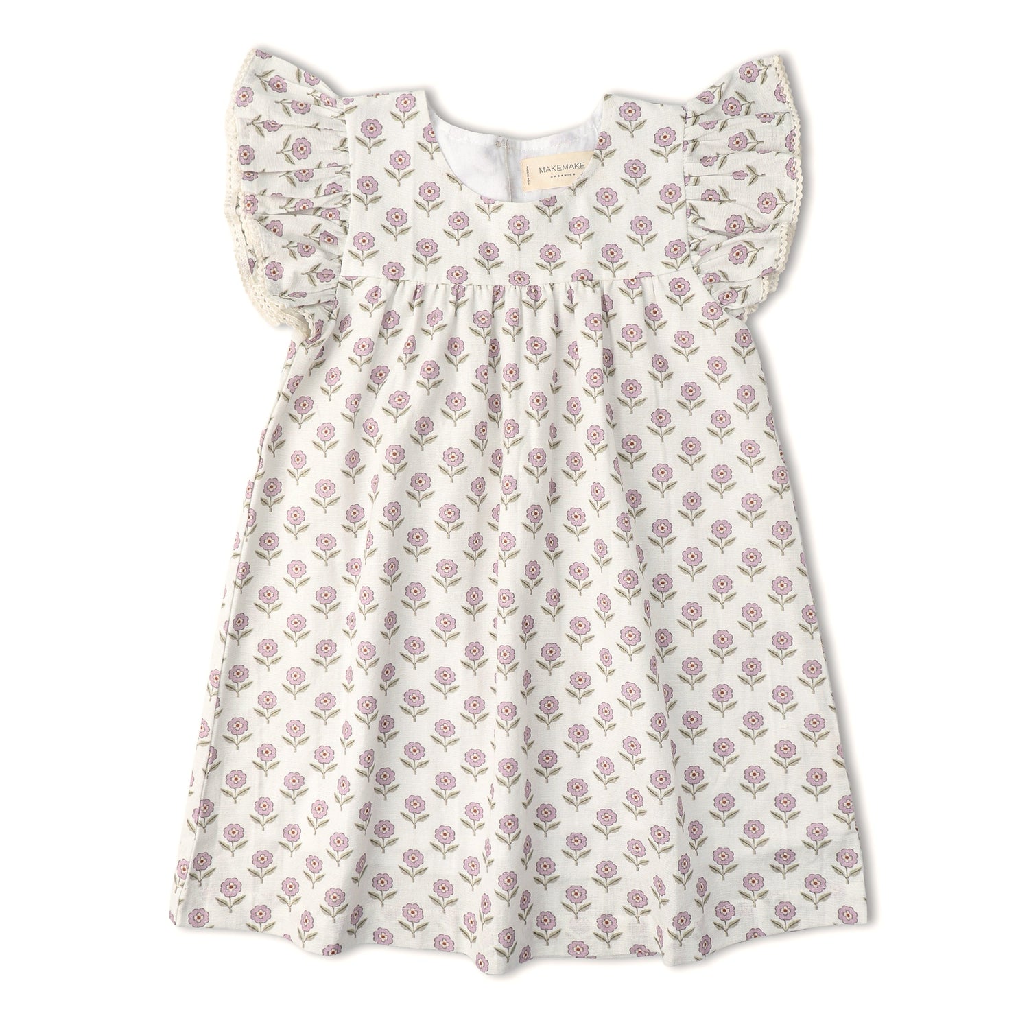 Makemake Organics Makemake Organics Lavender Flutter Dress In Linen For Babies And Toddlers Breathable Summer Outfit