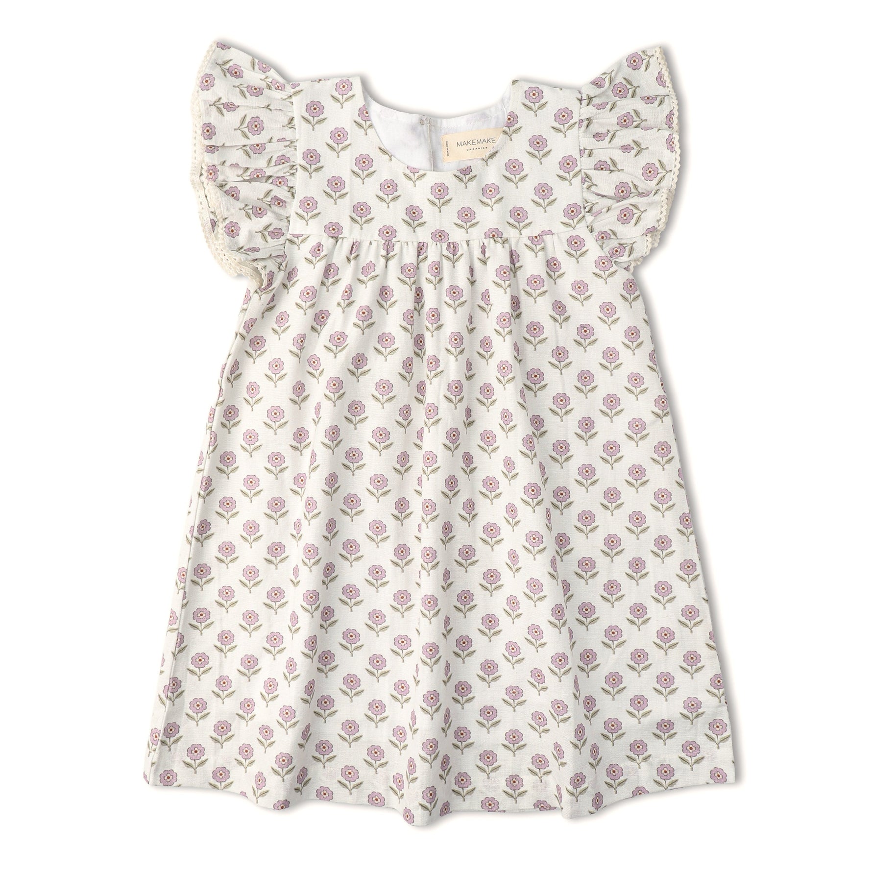 Makemake Organics Makemake Organics Lavender Flutter Dress In Linen For Babies And Toddlers Breathable Summer Outfit