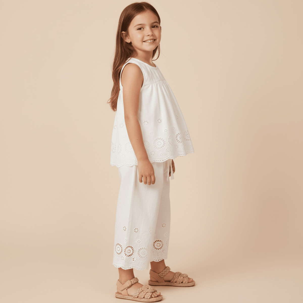 Makemake Organics Makemake Organics Organic Cotton Eyelet Top And Pant Set