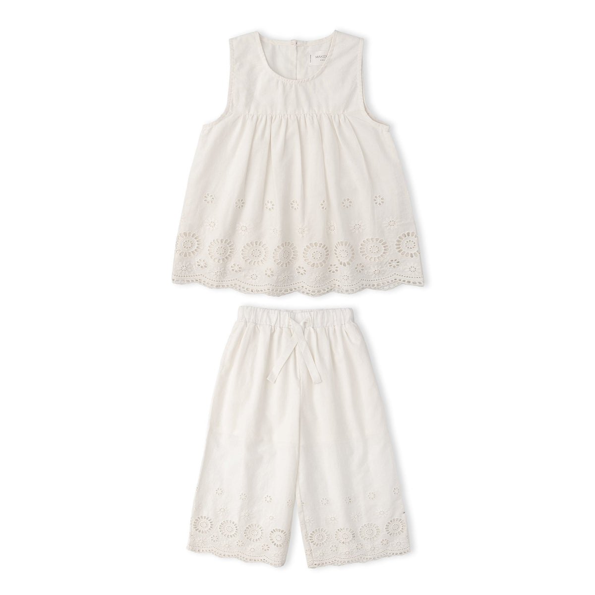 Makemake Organics Makemake Organics Organic Cotton Eyelet Top And Pant Set
