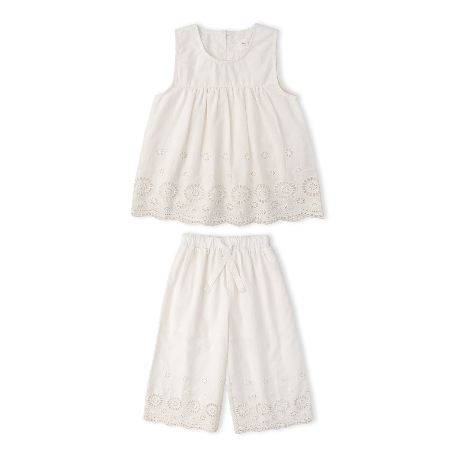 Makemake Organics Makemake Organics Organic Cotton Eyelet Top And Pant Set