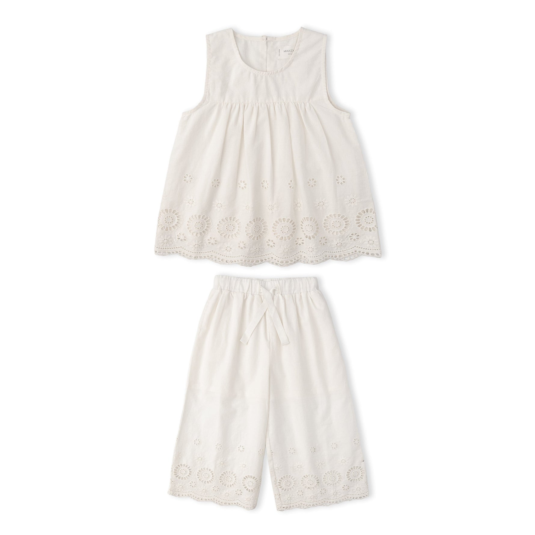 Makemake Organics Makemake Organics Organic Cotton Eyelet Top And Pant Set