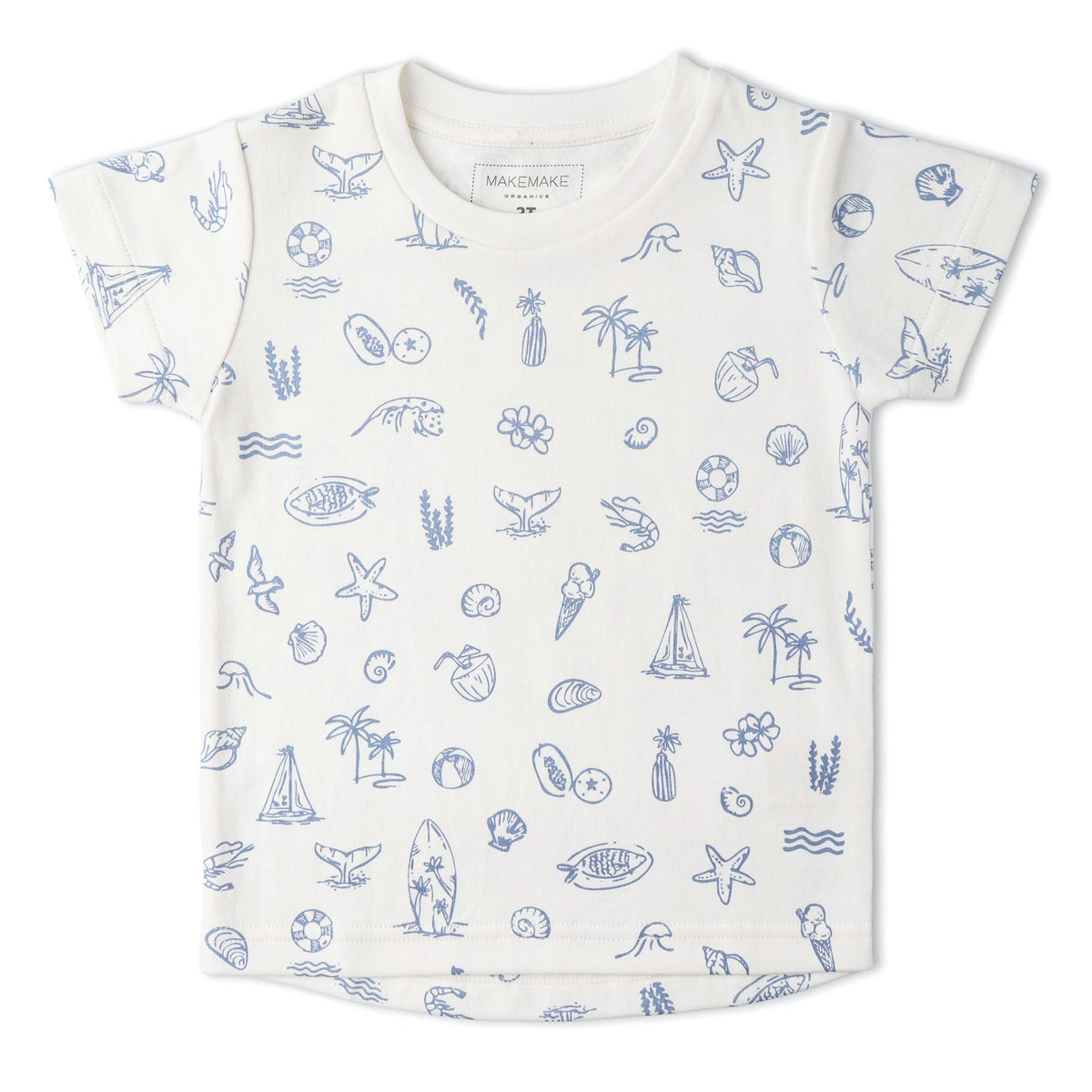 Makemake Organics Makemake Organics Organic Cotton Toddler Tee and Shorts Set Coastal Print Soft Relaxed Fit