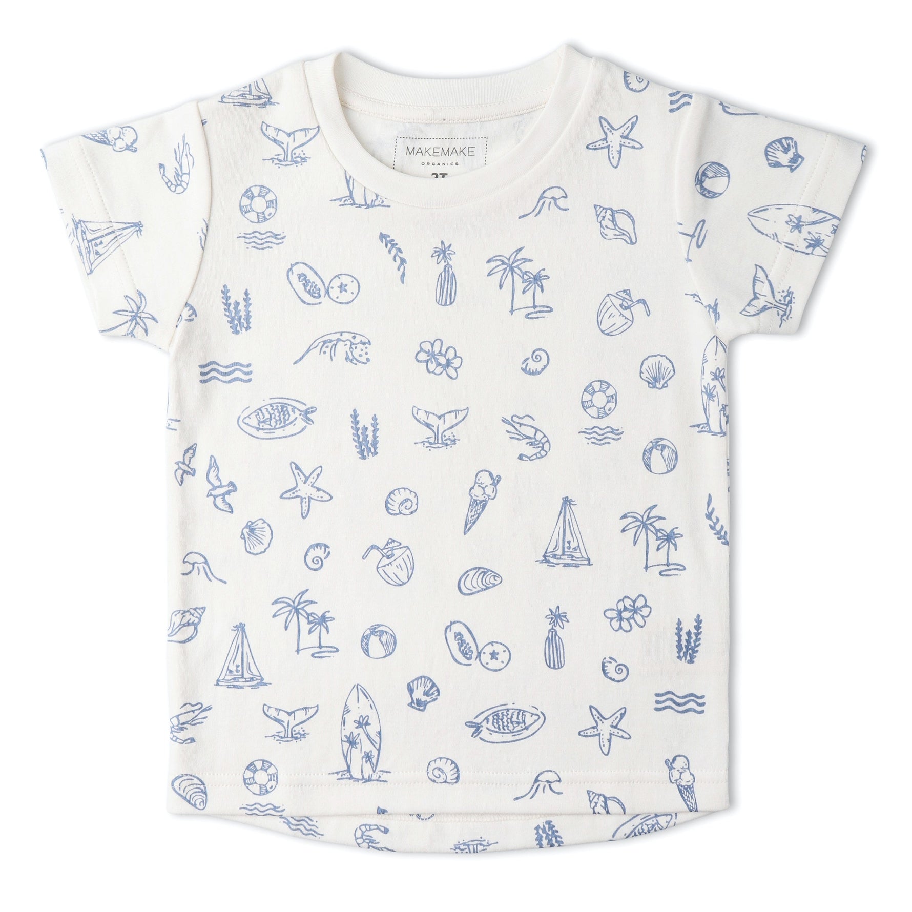Makemake Organics Makemake Organics Organic Cotton Toddler Tee and Shorts Set Coastal Print Soft Relaxed Fit
