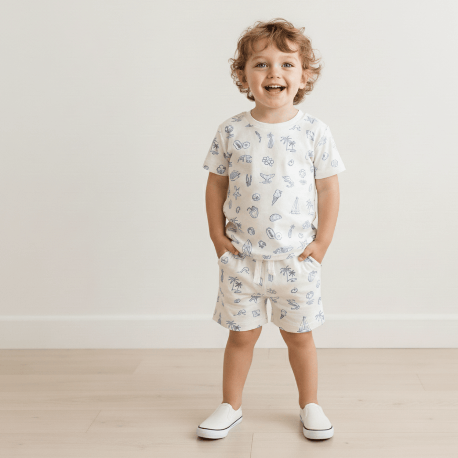 Organic Tee & Shorts Set - Coastal - Sleeve, Baby & Toddler Clothing, Bermuda shorts, Child, Nightwear | Everetts Place